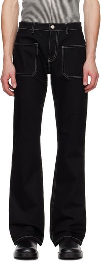 Courrèges Jean semi-évasé noir à poches et à piqures contrastantes