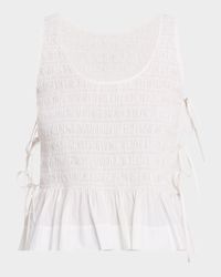 Smocked Side-Tie Poplin Top
