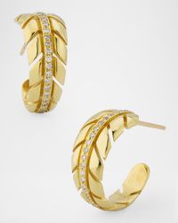 Small Leaf Diamond Hoop Earrings