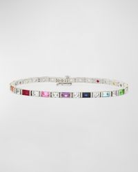 Rainbow Gemstones 14K Bar-Set Tennis Bracelet