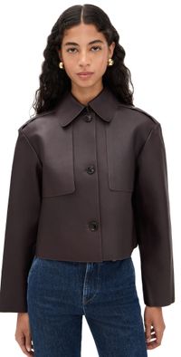 Theory Crop Leather Trench Coat Cacao XL