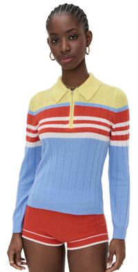 Guest in Residence Track Cashmere Polo French Blue Combo XL