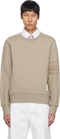 Thom Browne Beige Tonal 4-Bar Loopback Sweatshirt