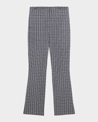Plaid High-Rise Kick-Flare Pants