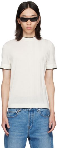 JACQUEMUS T-shirt blanc cassé en tricot simple