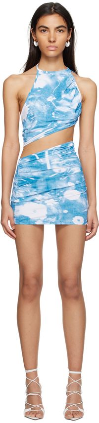 ioannes Blue & White Spiral Minidress