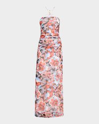 Nina Floral Mesh Halter Dress