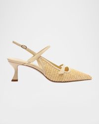 Tita Raffia and Leather Slingback Pumps