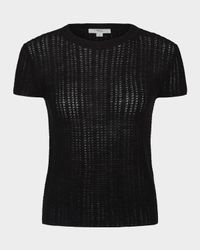 Crewneck Waffle-Knit Top