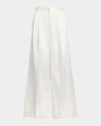 Cotton-Viscose Satin Wide-Leg Pants