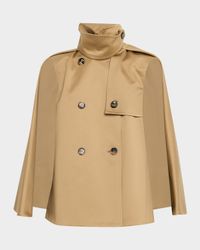 Double-Breasted Cape Trench Jacket