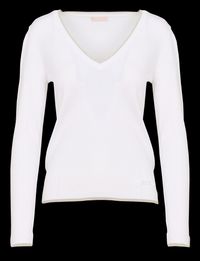 Liu Jo - Pull Col V à liseré pailleté - Taille XL - Blanc