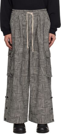 Jan-Jan Van Essche Black & White O-Project Block Stripe Cloth Easy Cargo Pants