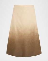 Lucien Ombre Leather Midi Skirt