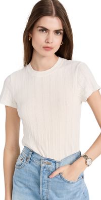 RE/DONE Pointelle Baby Tee Vintage White M