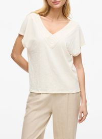 Vila - Top droit en fibres recyclées mélangées - Taille L - Beige