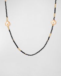 Long Tweejoux Necklace with Pearls, Black Spinel and Onyx