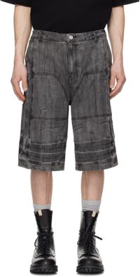 Juun.J Gray Washed Long Denim Shorts