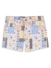 Little Girl's & Girl's Patchwork Girlfriend Shorts - White Alyssum - Size 12