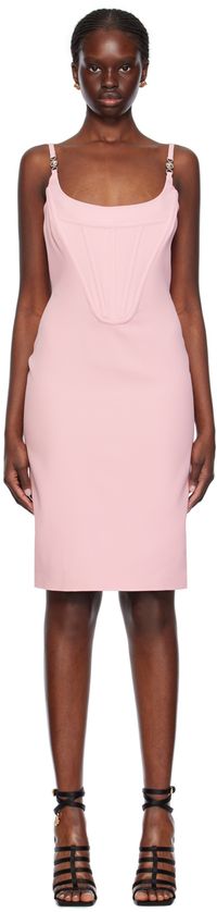 Versace Pink Corset Midi Dress