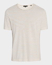 Men's Linen and Cotton Pinstripe Crewneck T-Shirt