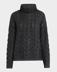 Wool-Cashmere Cable Turtleneck Sweater