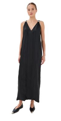 Brandon Maxwell The Keke Deep V Shift Midi Dress Black 2