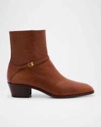 Men's Pat Leather Side-Buckle Booties