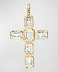 18K Yellow Gold Celeste Topaz Cross Pendant