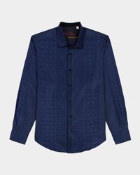 Men's Noble Touch Silk Jacquard Button-Down Shirt