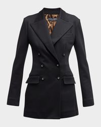 Long Tailored Blazer Jacket with Button Detail