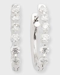 18k White Gold Diamond Hoop Earrings, 1 ct., .75"