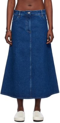 Studio Nicholson Indigo A-Line Denim Maxi Skirt