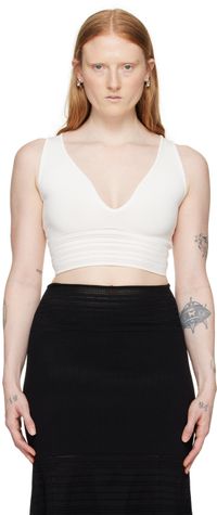 Victoria Beckham Camisole blanche à col en V modifié