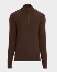 Men's Cashmere Waffle-Knit Quarter-Zip Sweater