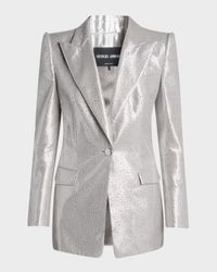 Crystal One-Button Silk Blazer