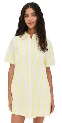 English Factory Striped Kaftan Mini Dress Yellow Multi M