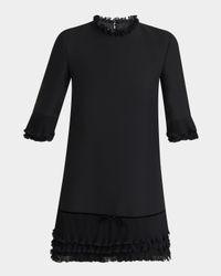 Ruffle Silk Crepe Mini Dress