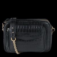 Claris Virot - Sac bandoulière en cuir embossé croco - Taille Unique - Noir