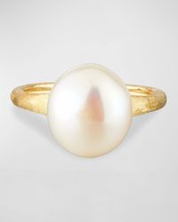 Africa 18k Pearl Ring, Size 7