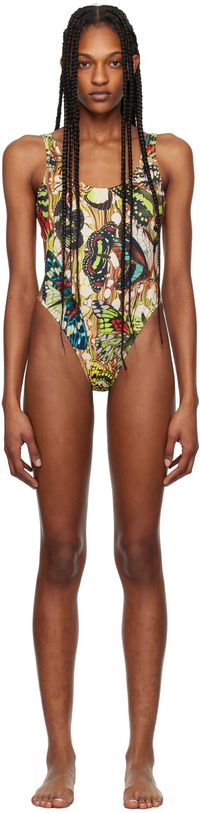 Jean Paul Gaultier Yellow & Beige 'The Butterfly' Swimsuit