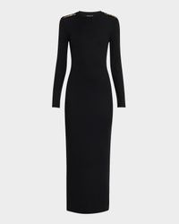 Elizabella Long-Sleeve Chain Maxi Dress