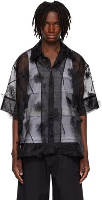 Simone Rocha Black Carnation Organza Boxy Shirt