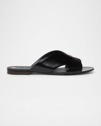 Vera Leather Flat Slide Sandals