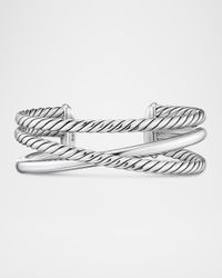 Bold Crossover 3 Row Bracelet in Sterling Silver, 20mm