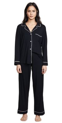 Eberjey Gisele Pajama Set Black/Sorbet Pink S