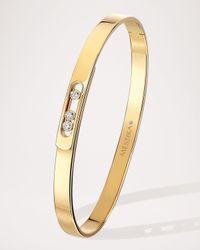 MOVE NOA 18K YELLOW GOLD 3-DIAMOND BANGLE, SIZE M
