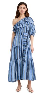 Lisa Marie Fernandez Arden Dress Maxi Sea Striped Linen 0