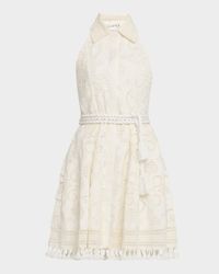 Lucy Eyelet Halter Mini Shirtdress