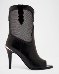 Bianca Leather Mesh Peep-Toe Booties